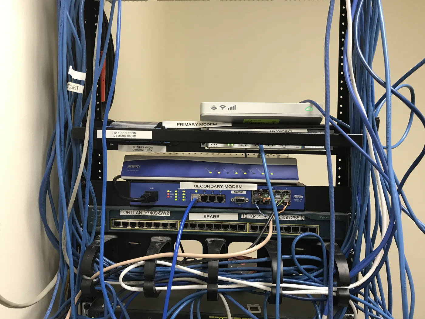 Clean network rack with switches installed in Maine